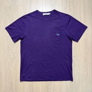 Maison Kitsune Fox Short Sleeve Pocket T-Shirt Mens Small Purple Blue Portugal